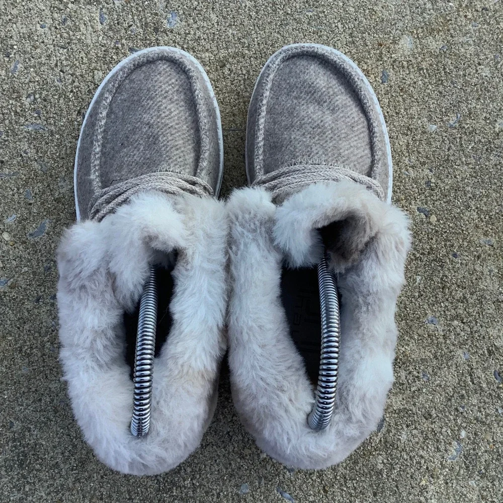 Hey Dude Britt Youth Coffee Dye Faux Fur Lined Ankle Boots Size Y4 L5 EU 36